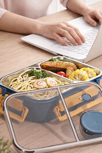Comprox 304 Paslanmaz Çelik Bento Lunch Box – 2 Bölmeli, Sosluklu