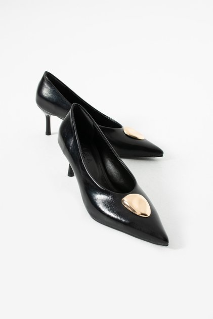 Muse Black Rustic Stiletto Heeled Shoes