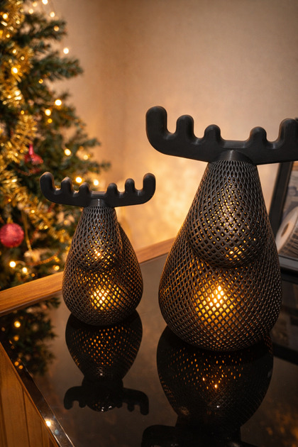 Dekoratif Geyik Led Işık Seti 2’li | 16 cm & 22 cm | Modern Tasarım | Ortam Aydınlatması