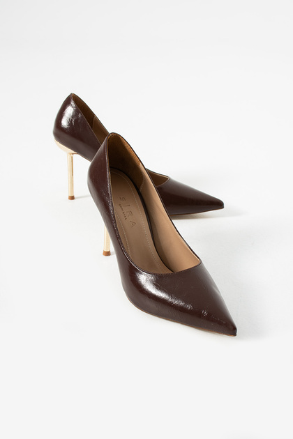 Pure Brown Rustic Stiletto Heeled Shoes