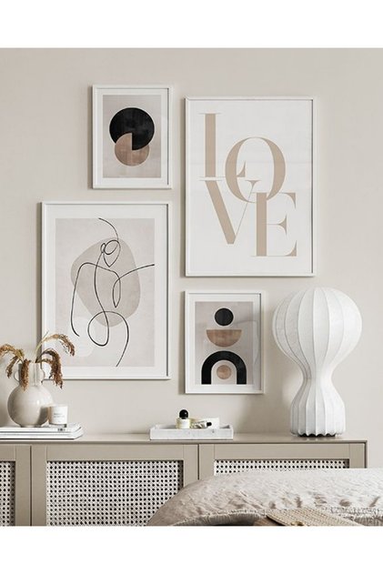 Voba 4 parça minimalist çerçeve görünümlü mdf baskı tablo seti/ duvar dekoru /yeni