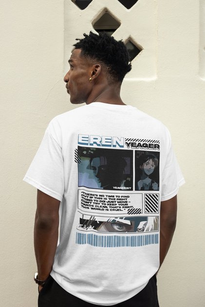 Attack on Titan Eren Yeager Back Printed Unisex Oversized Anime T-Shirt