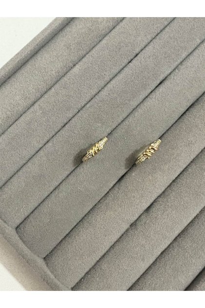 14K Renginde Halka İnce Suyolu Ortası Şeritli Küpe