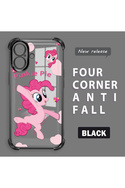 iPhone 16 Compatible Transparent Silicone Case Pony Pattern Camera Protection Anti-Shock