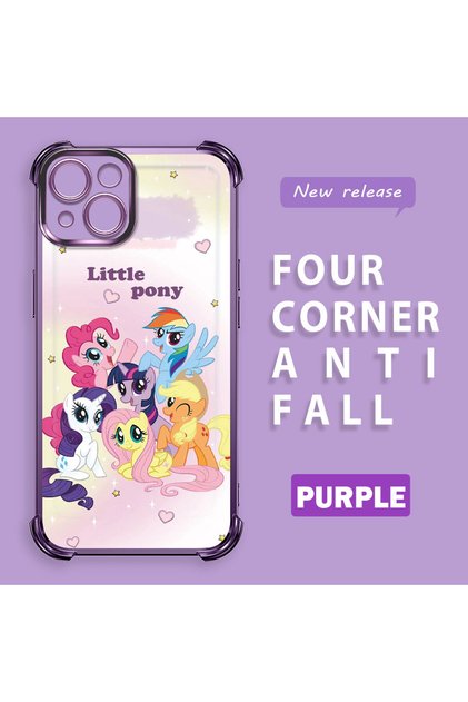 iPhone 13 Compatible Transparent Silicone Camera Protection Anti-Bump Pony Pattern Case