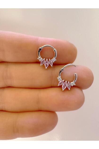 1 adet çelik PEMBE zirkon taşlı septum daith helix lobe uyumlu piercing