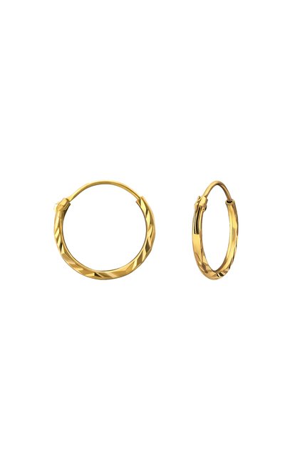 Cercei copii Argint 925 placat cu aur 24K , model Tortita Diamond cut 12mm
