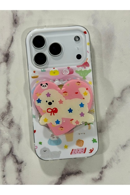Iphone 17 Pro (6.3 inç) Uyumlu Stant Olabilen Popsocketli Desenli Slım Lux Magsafe Kılıf