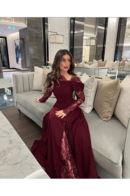 Shmouk Fashion Elegant and luxurious Barbie evening dress- Trendyol