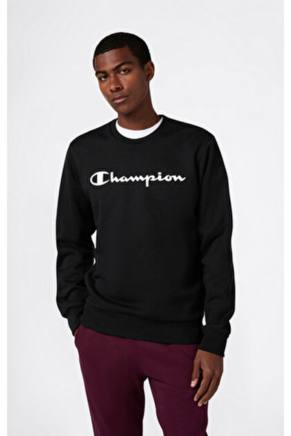 Champion Script Shop Crewneck Sweatshirt Siyah Erkek Sweatshirt