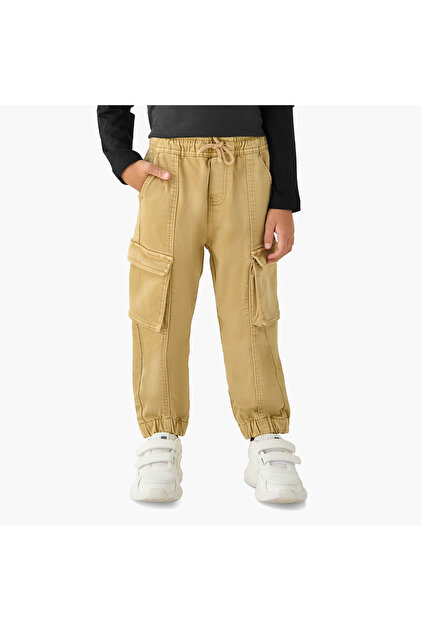 Boys Jeans with Cargo Pockets - Cotton - Elastic Waist - Regular Fit