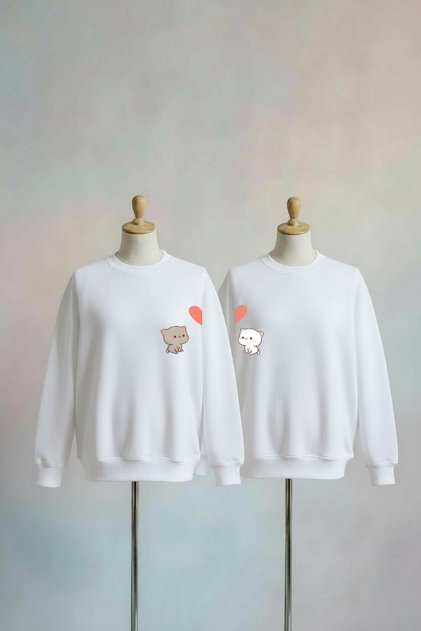 Dear Couple Combination Printed Cotton 3 Thread O Oversized Sweatshirt