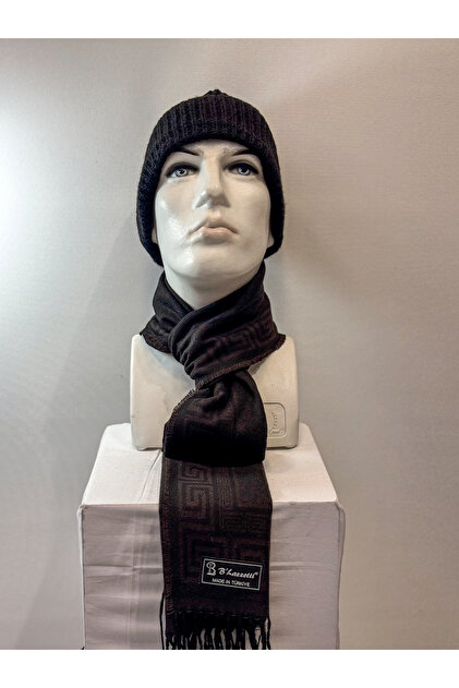 Men's Kaşkol Scarf Polyviscon Brown Black