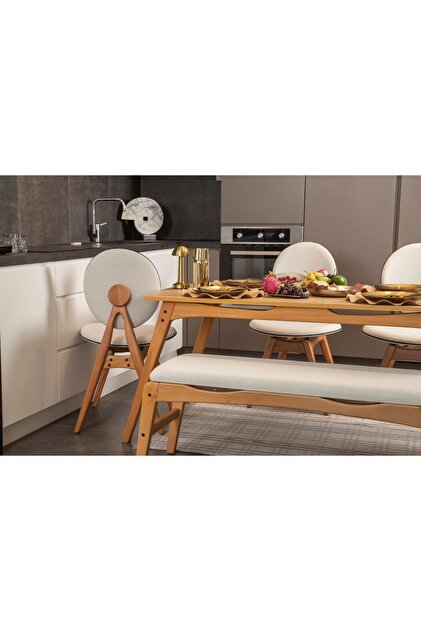 Vivense TOUCH BENCHLİ İSKANDİNAV MASA TAKIMI, 4 SANDALYE 1 BENCH