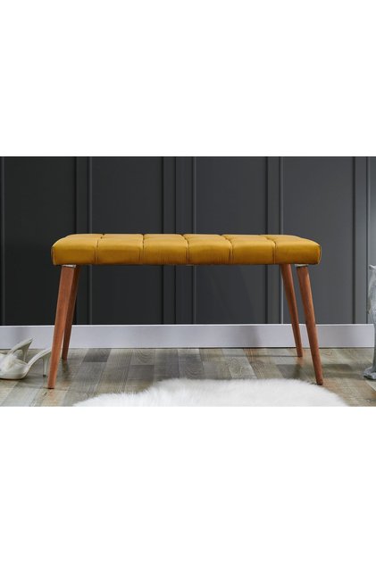 TUBİHOME KAPİNO BENCH, SARI, AHŞAP AYAK