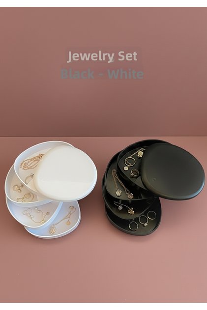 Olivia Jewelry Black White Set of 2 360 ° Rotatable Accessory and Jewelry Organizer