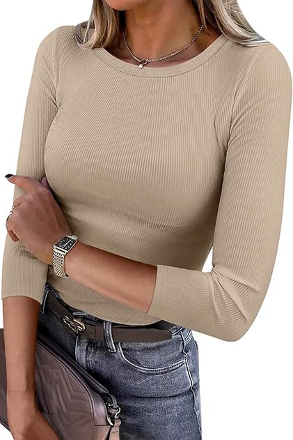 Makeni Slim Fit Sıfır Yaka Uzun Kollu Esnek K.Korse Kadın Top & Body - Vizon