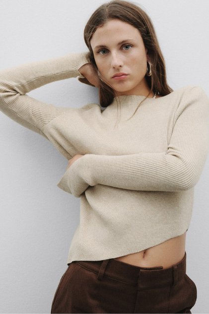 Knitwear Asymmetrical Knitted Sweater Beige