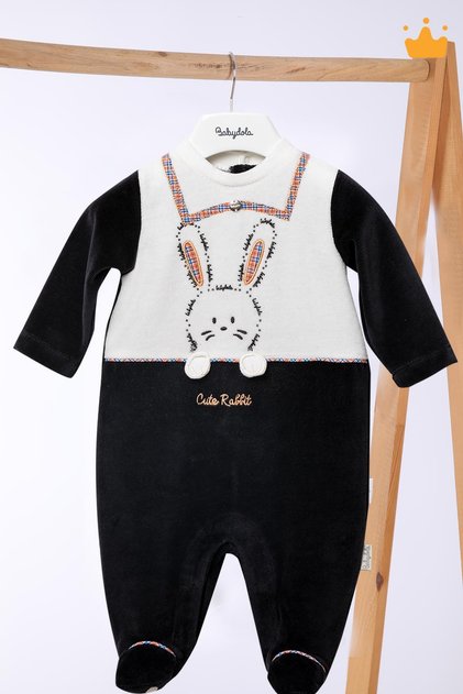 Velvet Baby Girl Jumpsuit with Booties 12572