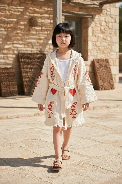 100% Organic, Handcrafted Stone Print Children's Bathrobe - Baby