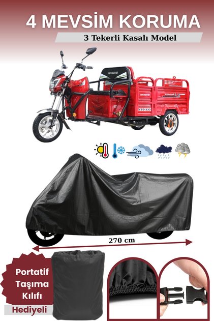 Black 3-Wheel Triportor Tarpaulin, Electric Motor Tarpaulin with Case