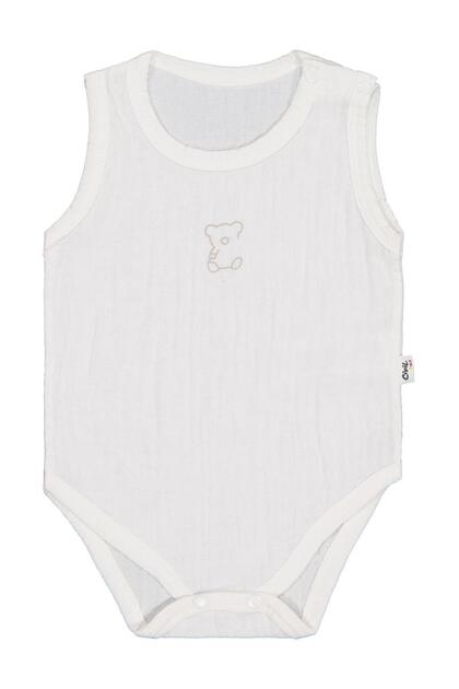Teddy Bear Printed 1-18 Months Badi with Snap Fasteners - Ecru 9-12 Months