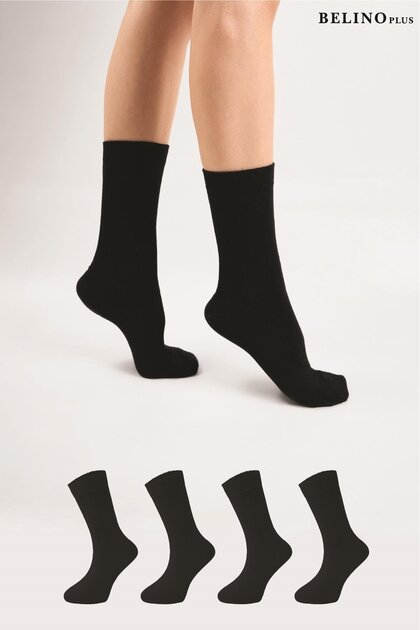 Black Organic Bamboo 4-Pack Stitch-Free Women's Socks
