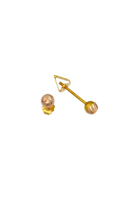 14 Ayar Altın Kalemli Top Küpe 4 Mm