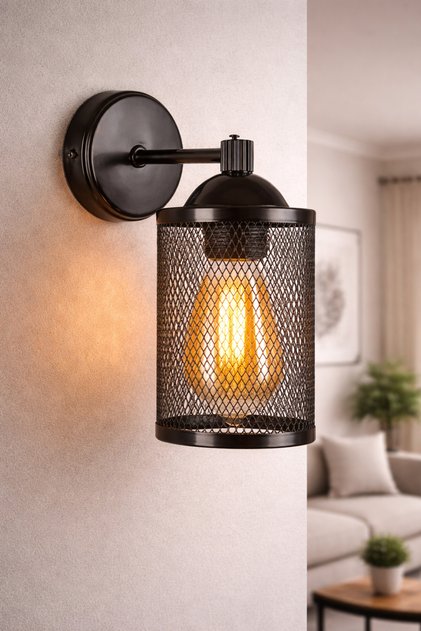 Cage Modern Design Living Room Kitchen Bedroom Room Metal Black Color Wall Sconce
