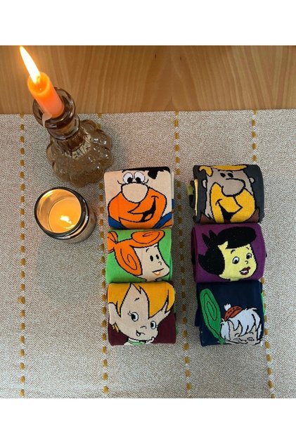 The Flintstones Stone Age Flintstones - Rubblestone Family Patterned 6-Piece Socks