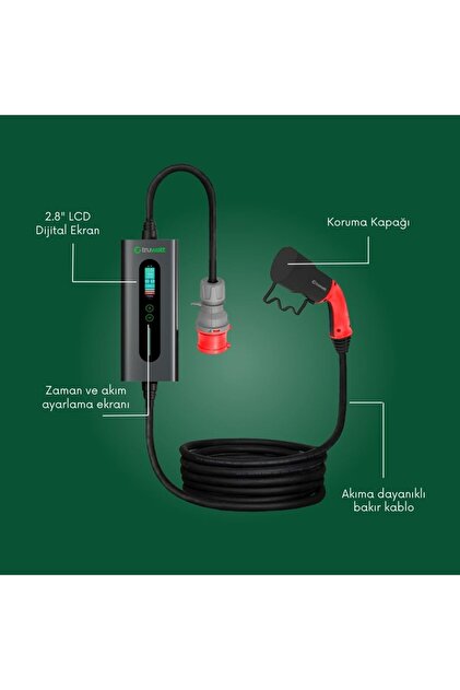 Truwatt Zta405 Taşınabilir Elektrikli Araç Şarj Cihazı 16a/11kw