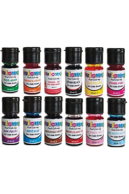 12 Adet 12 Renk Sıvı Gıda Boyası 10 gr Su Bazlı Likit Gıda Boyası Set