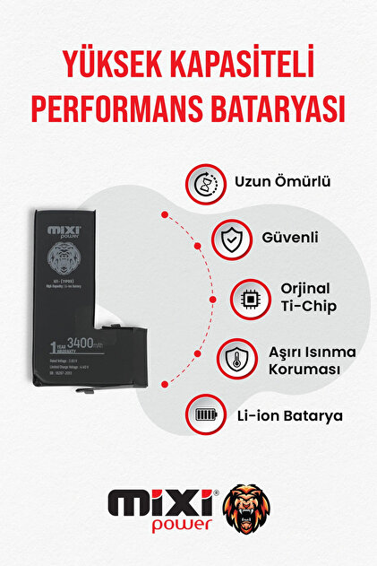 mixipower iPhone 11 Pro Uyumlu Yüksek Kapasiteli Batarya, Pil