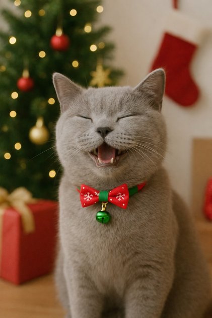 Kedi Boyun Tasması Kırmızı Papyonlu Çift Zilli Yılbaşı Tasması