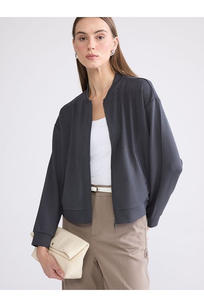 College Collar Oversize Women's Zippered Sweatshirt
