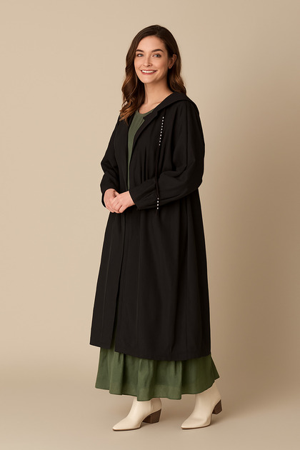 Raincoat with Long Hat and Pocket Detail Italian Water Resistant