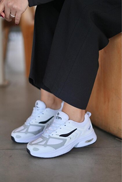 SOLAZER Kadın Beyaz Siyah Sneaker Günlük Spor Ayakkabı 041-2