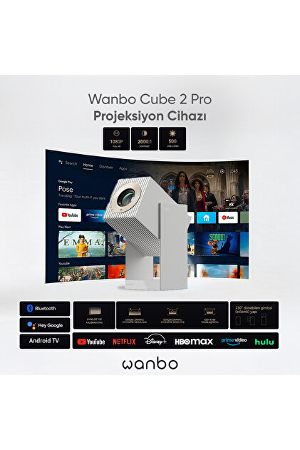 wanbo Cube 2 Pro Projeksiyon Cihazı 500 Ansi - Beyaz - Fiyatı