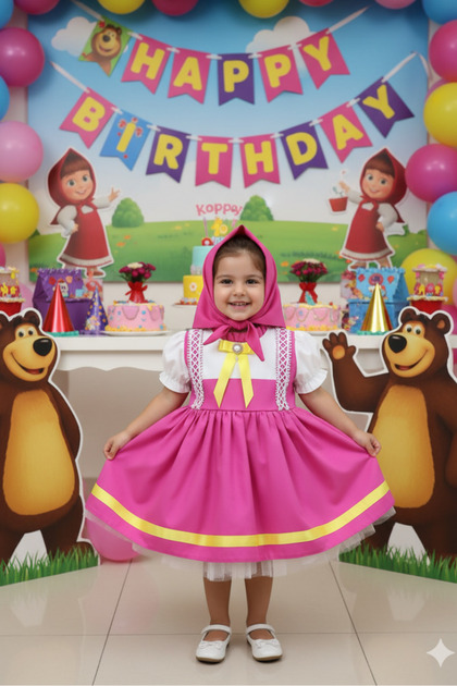 open lace back dress Masha and Bear Birthday Party Decoration, Masha Bear Party Supplies for  Kids Adults with Happy Birthday Banner Cake Topper Cupcake Toppers Balloons  and Foil Ballons : Buy Online at Best Price in