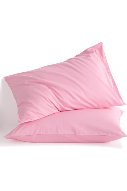 Basic Pink Ranforce Pillowcase Set | 2 Pieces | (50X70 cm) | Cotton | Model with Cover