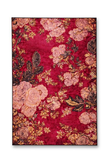 Sdt Red Floral Pattern Woven Base Modern Decorative Carpet Sdt230Red