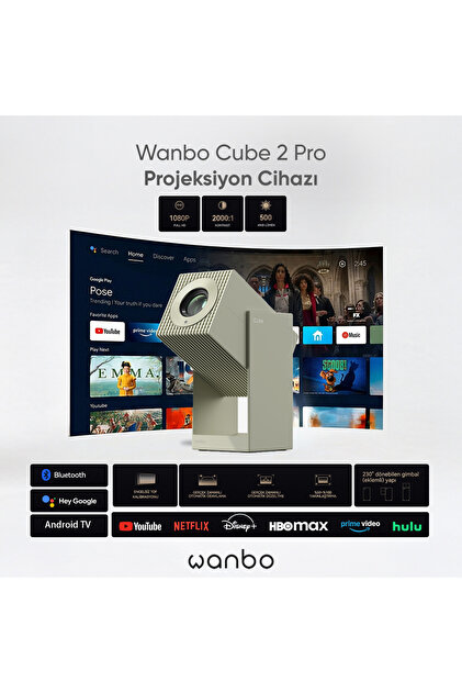 wanbo Cube 2 Pro Projeksiyon Cihazı 500 Ansilümen - Yeşil - Fiyatı