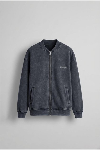 Men's Oversize Washable Zippered Sweatshirt Black