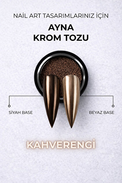Ayna Krom Tozu - Ultra Parlak Mirror Effect Nail Art Pigment Kahverengi (5gr)