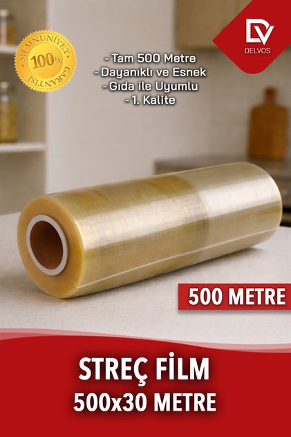 500 Metre X 30 cm Gıda Streç Film Yemekçiler Çiğ Köfteciler için 1.kalite (TAM 500 METRE)
