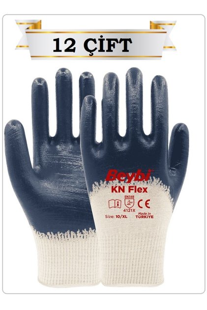 KN FLEX PAMUK NİTRİL ELDİVEN (LACİVERT) (12 ÇİFT) EN388 NO:10 İŞ ELDİVENİ