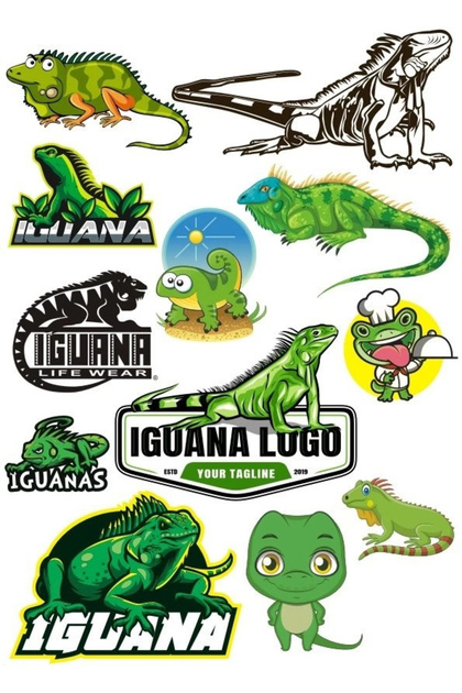 Iguana Sticker Set-2 12 Pieces Phone, Tablet, Notebook, Laptop Sticker