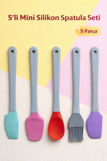 5-Piece Colorful Silicone Spatula Set Mini Chef Set with Plastic Handle