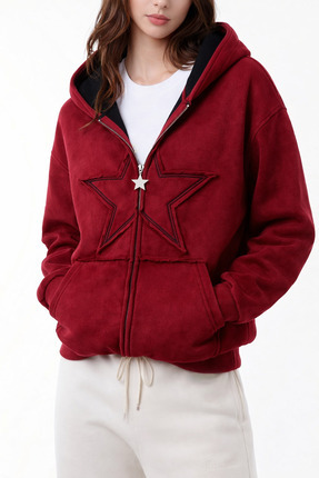 Gofeel Star Washed Unisex Oversize Zip Hoodie - Fiyatı, Yorumları