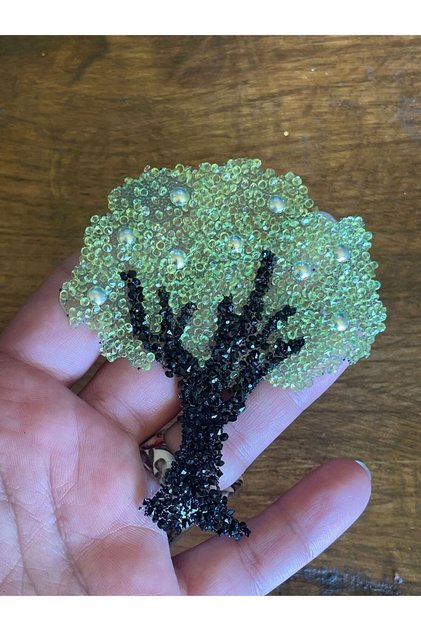9X8 cm Iron-On Stone Tree Clothing Sewing Accessory Green